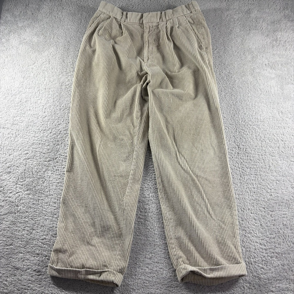 Perry Ellis Corduroy Pants Mens 34x30 (Fits 30x27) Light Khaki‎ Whale Jumbo Cuff